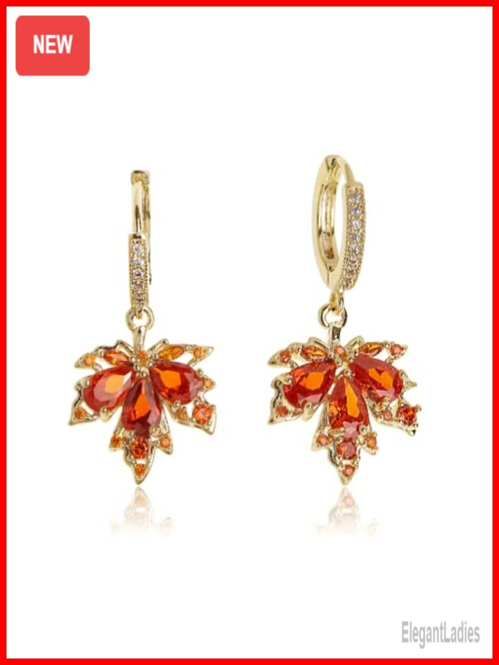 Small Hoop Dangle Earrings for Women 14k Gold Plated Rhinestone CZ Dangling